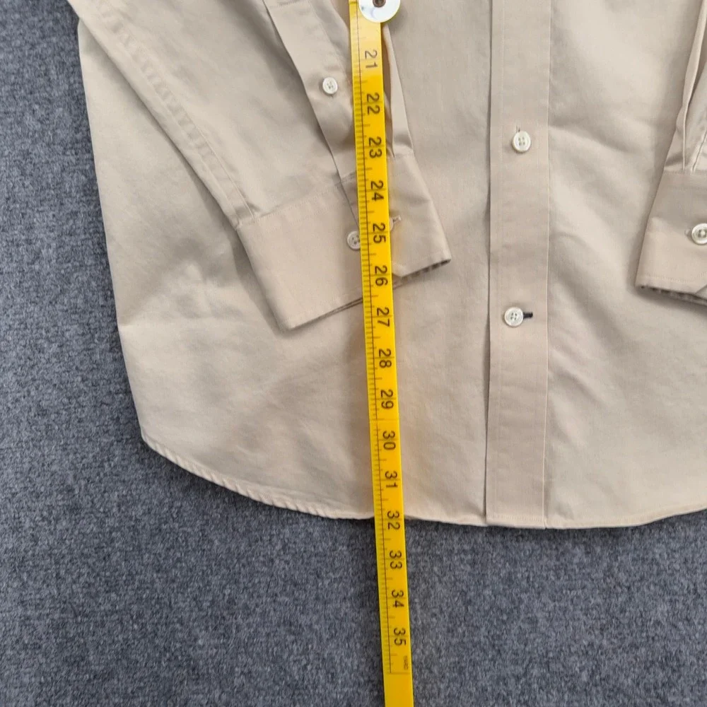 Banana Republic Men Tan Cotton Button Down Shirt Large 16-16.5 Khaki Long Sleeve